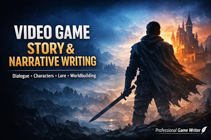 write video game story, narrative design, dialogue, characters, and lore