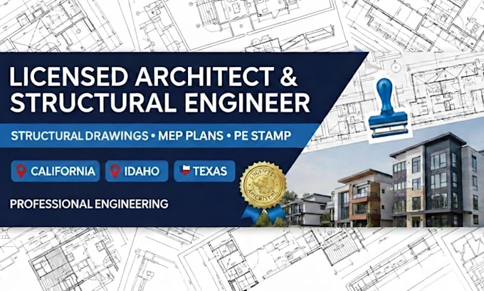 Licensed architect structural drawing mep pe stamp in idaho california ...