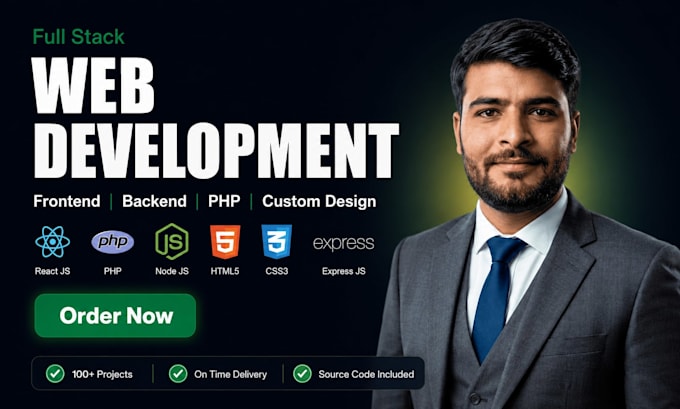 full stack web developer as frontend, backend PHP developer with custom design