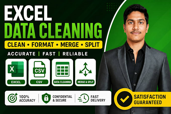 do excel data cleaning, formatting, CSV cleaning and duplicate removal