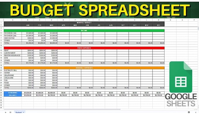 design budget spreadsheet, custom excel spreadsheet, custom goggle spreadsheet
