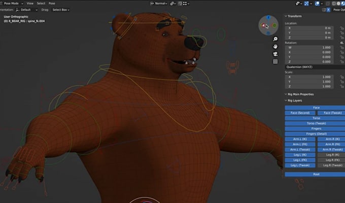 fix 3d vertex spikes rigging,npc character rig,autorig pro,ar VR model,bear rig