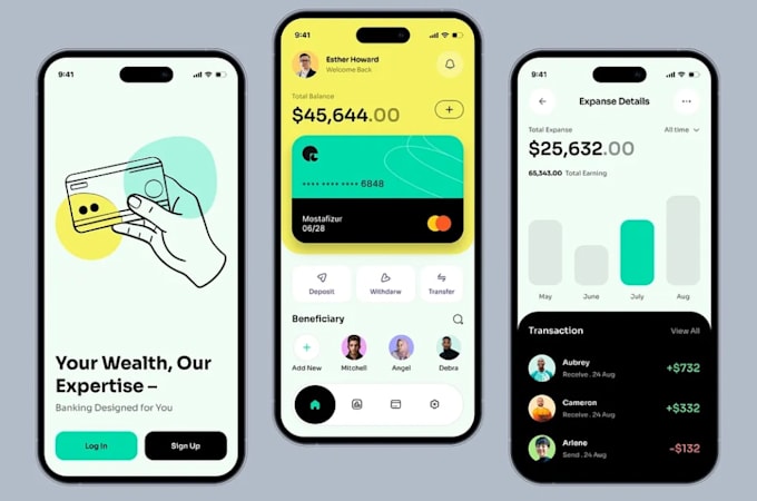 develop finance app, bank app, loan app, wallet app, saving app and exchange app