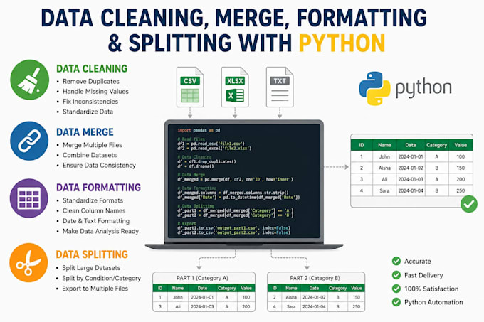 clean format merge and process excel or CSV data using python pandas