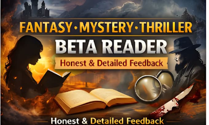be your fantasy beta reader, mystery, thriller beta reader for honest feedback