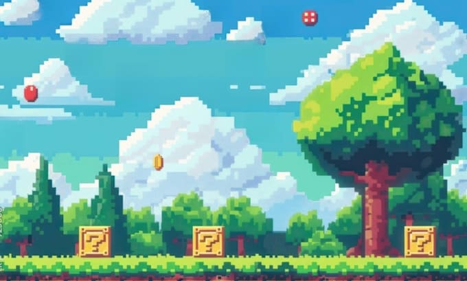 do pixel art background, top down tileset, pixel map, game asset for indie game