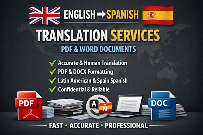 professionally translate english pdfs, and docs into spanish