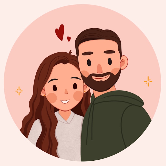 draw a cute simple couple portrait for your valentine gift