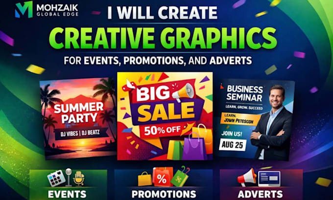 create creative graphics for events, promotions, and events
