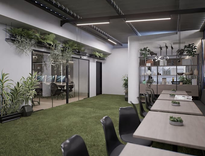 redesign office interior, commercial space layout design, coworking space render