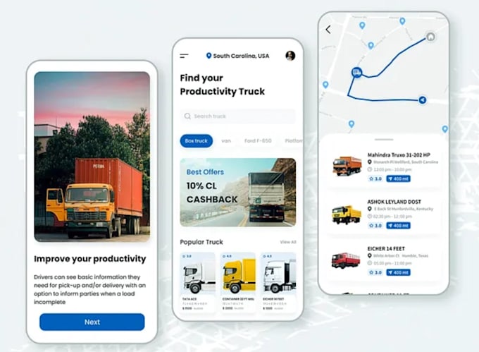 develop uber clone app, fleet management app, logistic clone app, delivery app