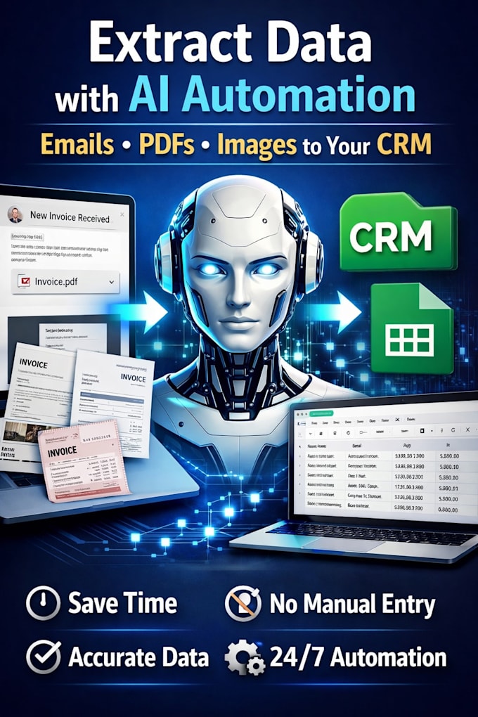 extract data from email, documents and PDF using ai automation to your CRM