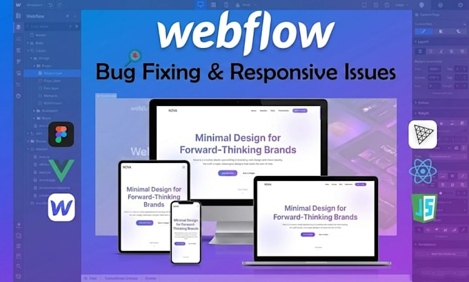 fix webflow responsive issues layout bugs or alignment errors in 24 hours