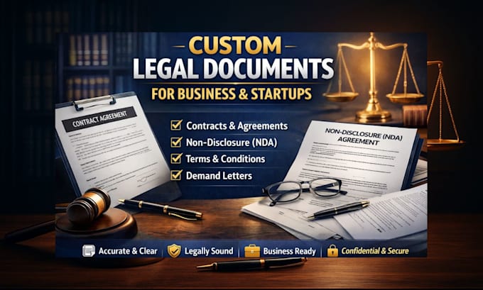 create custom legal documents, contracts agreements, business startups services