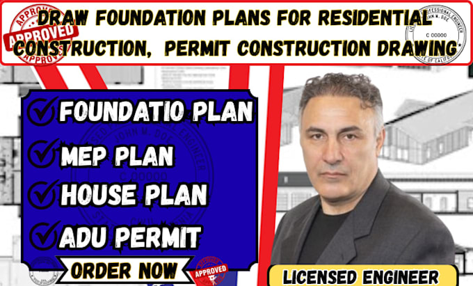 draw foundation plan, construction plan, permit autocad drawing in michigan,ohio