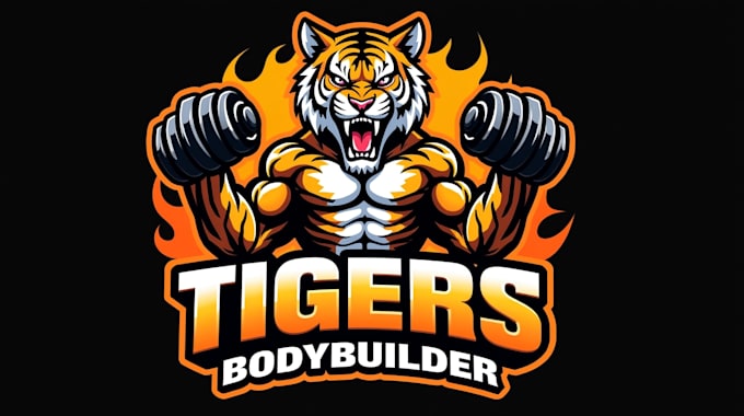 make different tiger body builder logo with express delivery
