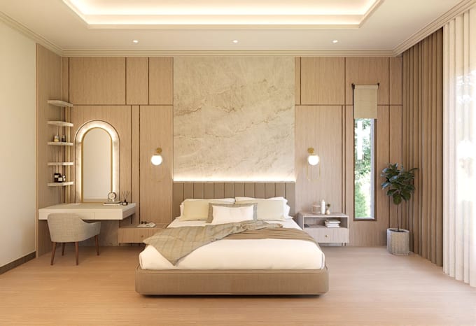 do realistic bedroom render interior design