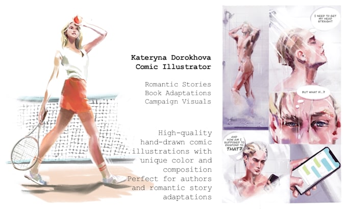 do custom comic illustration romantic stories and book adaptations
