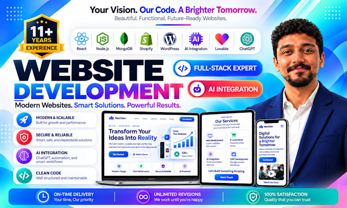 build mern react, nodejs, websites with ai integration, custom development