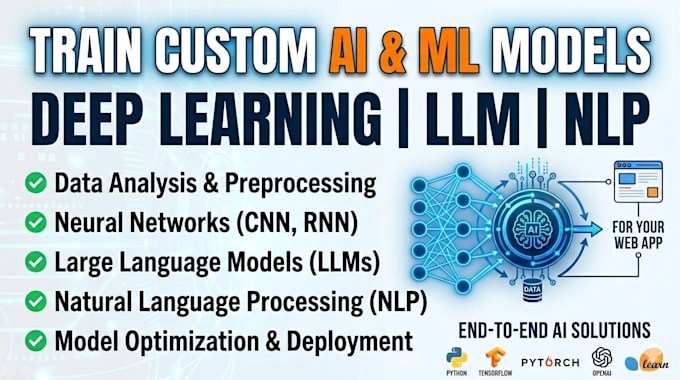 train ai machine learning, and deep learning models llm nlp for web app