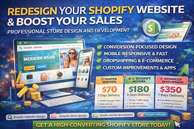 redesign shopify website, shopify store design shopify development