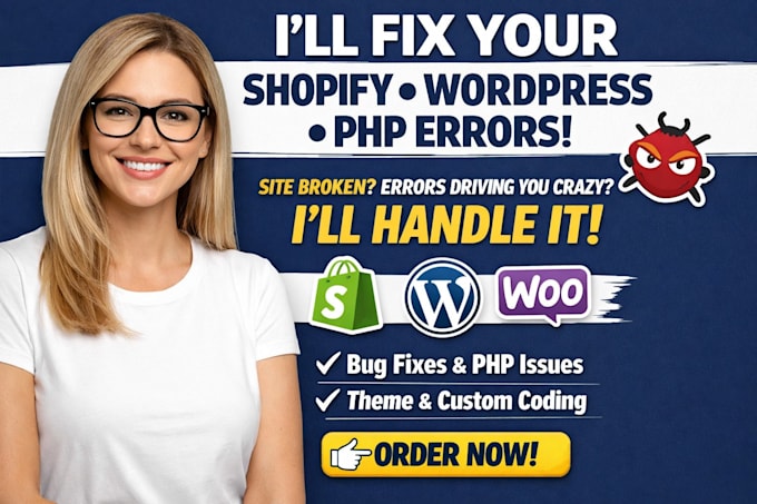 fix shopify wordpress bugs php errors custom coding and theme customization