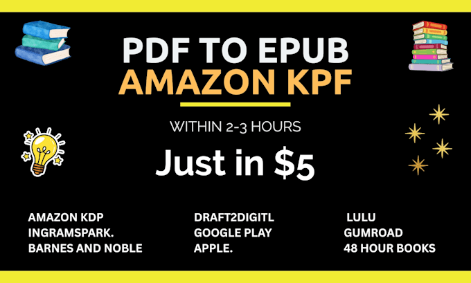 convert PDF or word to epub and kpf for amazon kindle ebook formatting