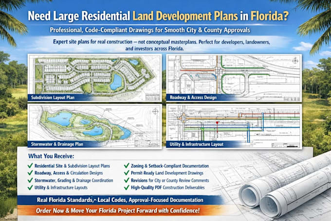 prepare large residential land development plans in florida