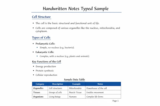 type your handwritten notes into word or PDF