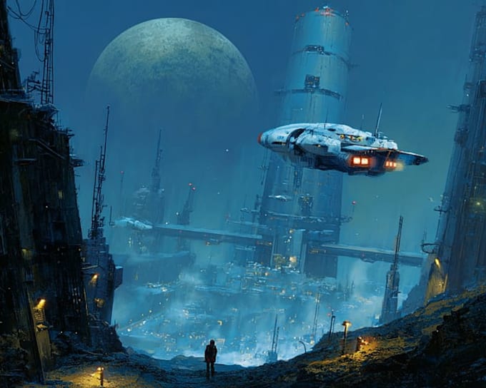 create visually stunning space and sci fi art illustrations