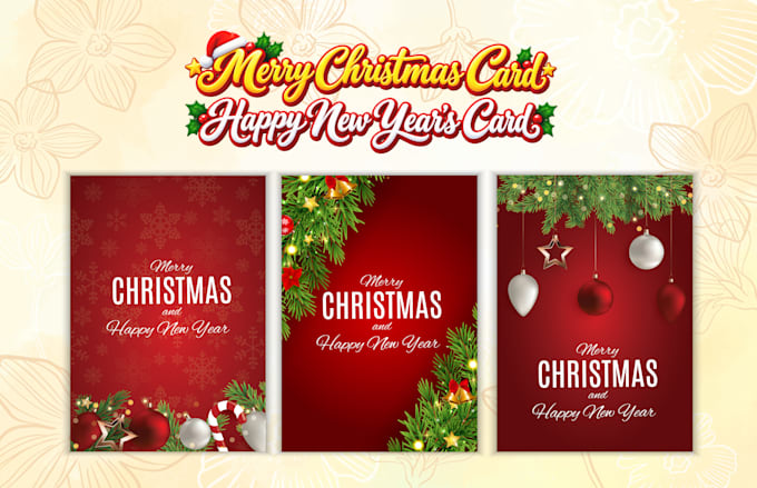 design a merry christmas card and a happy new year card