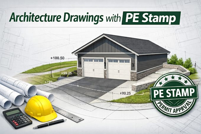 l do architecture drawing pe stamp for garage and grading plans