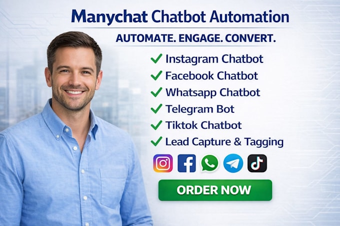 do manychat chatbot for instagram, facebook, whatsapp, telegram and tiktok