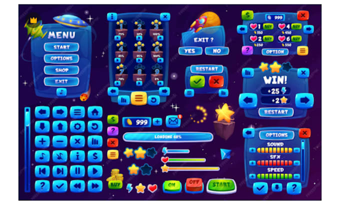 Design game interface, ui kit, ux, hud, icons, props by Kellya4 | Fiverr