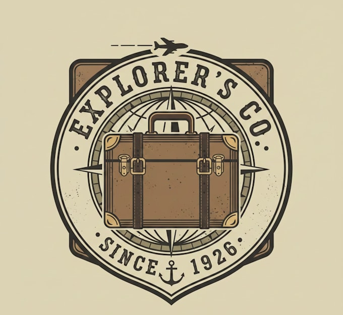 design a timeless vintage suitcase logo for your brand