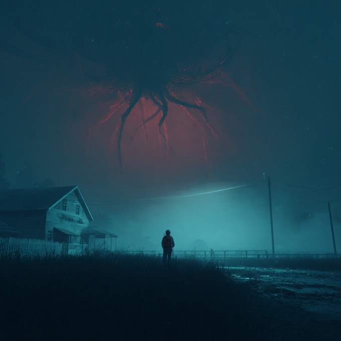 draw sci fi horror and fantasy scene concept illustration
