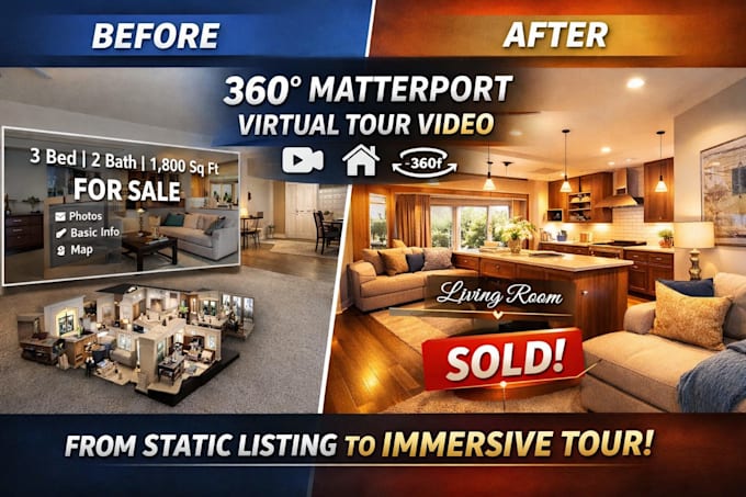 create a professional matterport 360 virtual tour video
