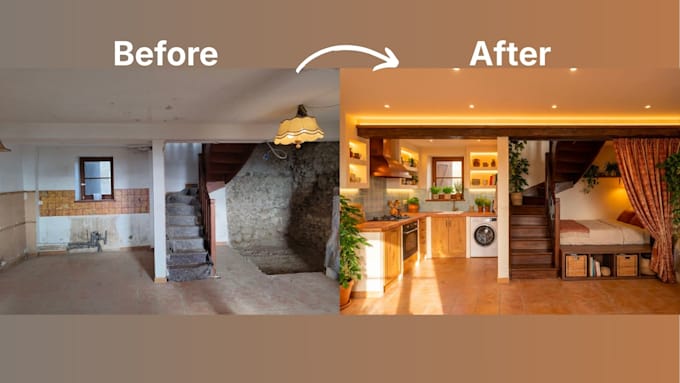 create a realistic virtual renovation or interior design preview