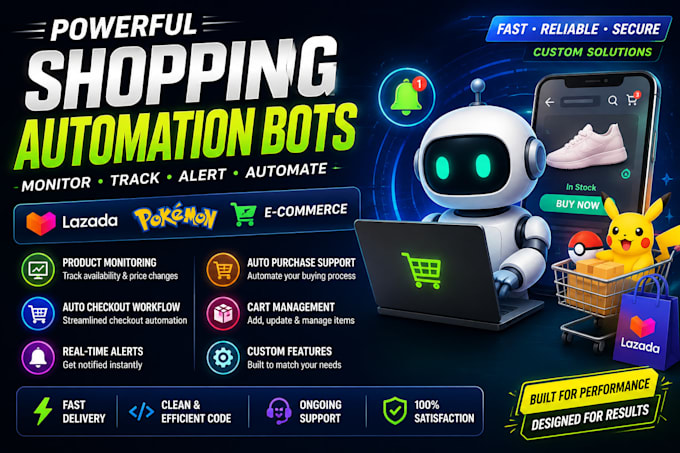 auto checkout bot auto purchase monitoring pokemon bot lazada bot shopping bot