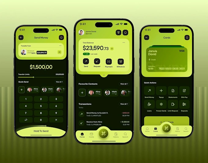 develop fintech app, multi currency wallet, virtual card, payroll, p2p lending