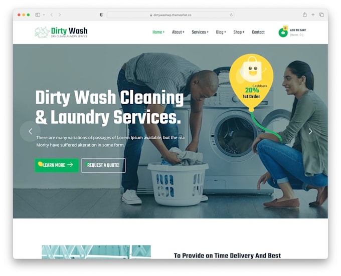 design laundry website, cleaning service website dry cleaning site with booking