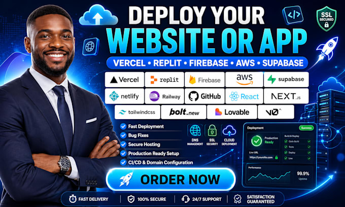 deploy fix and host nextjs react web app on vercel replit firebase AWS supabase