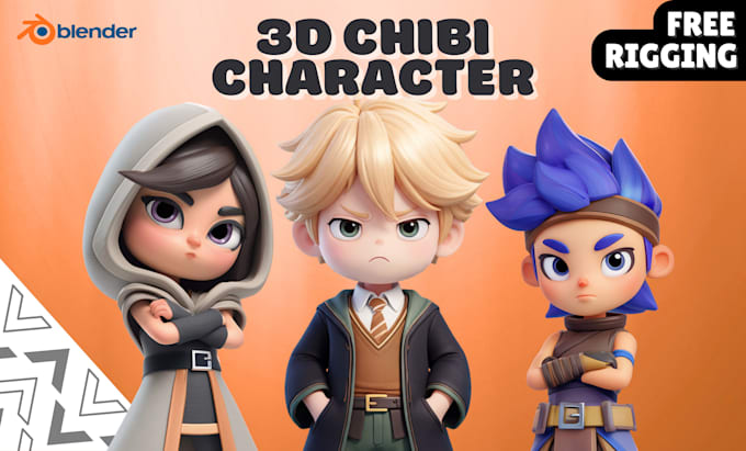 create a cute 3d chibi character for games, mascot, or animation