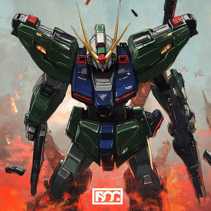 create retro mecha or scifi gundam art