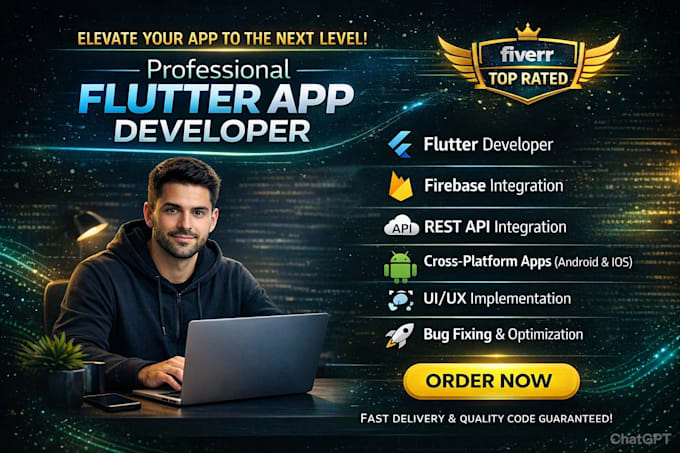 create flutter app development and firebase integration for android ios