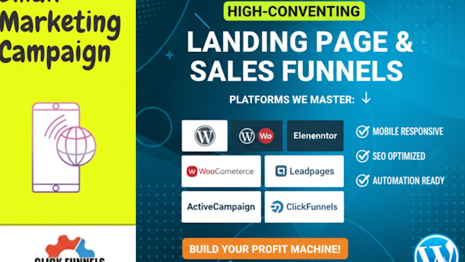 design wordpress elementor leadpage clickfunnel and activecampaign landing pages