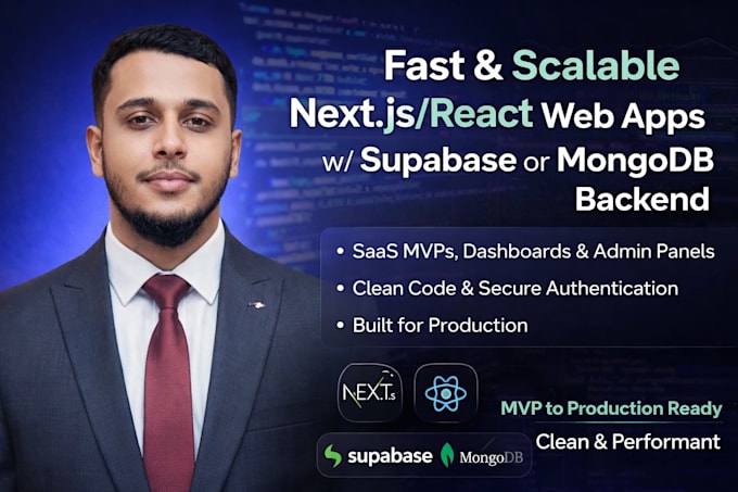 build a nextjs or react web app with supabase or mongodb
