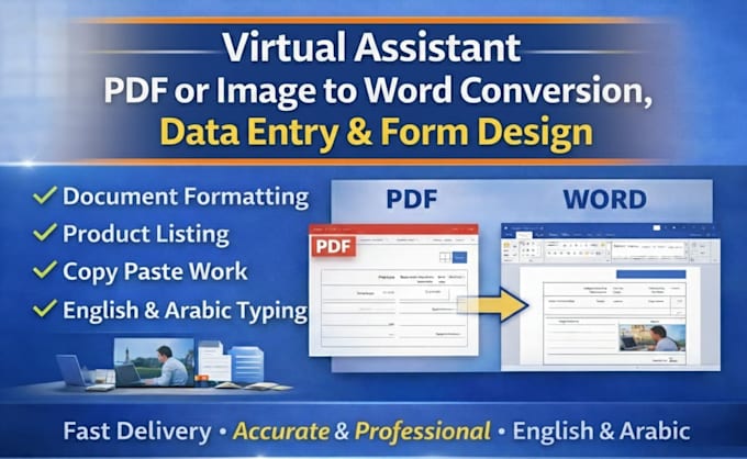 do data entry in english, arabic typing, formatting services