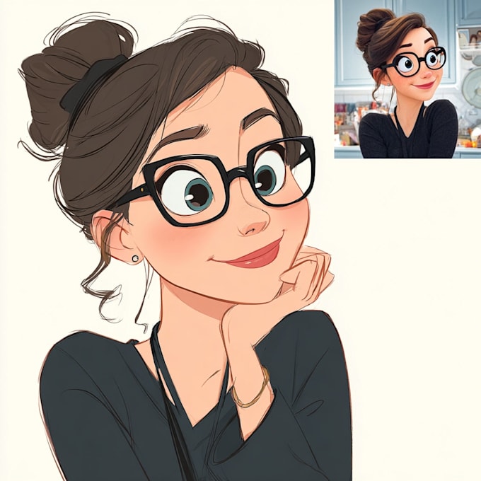 portrait into a disney style cartoon