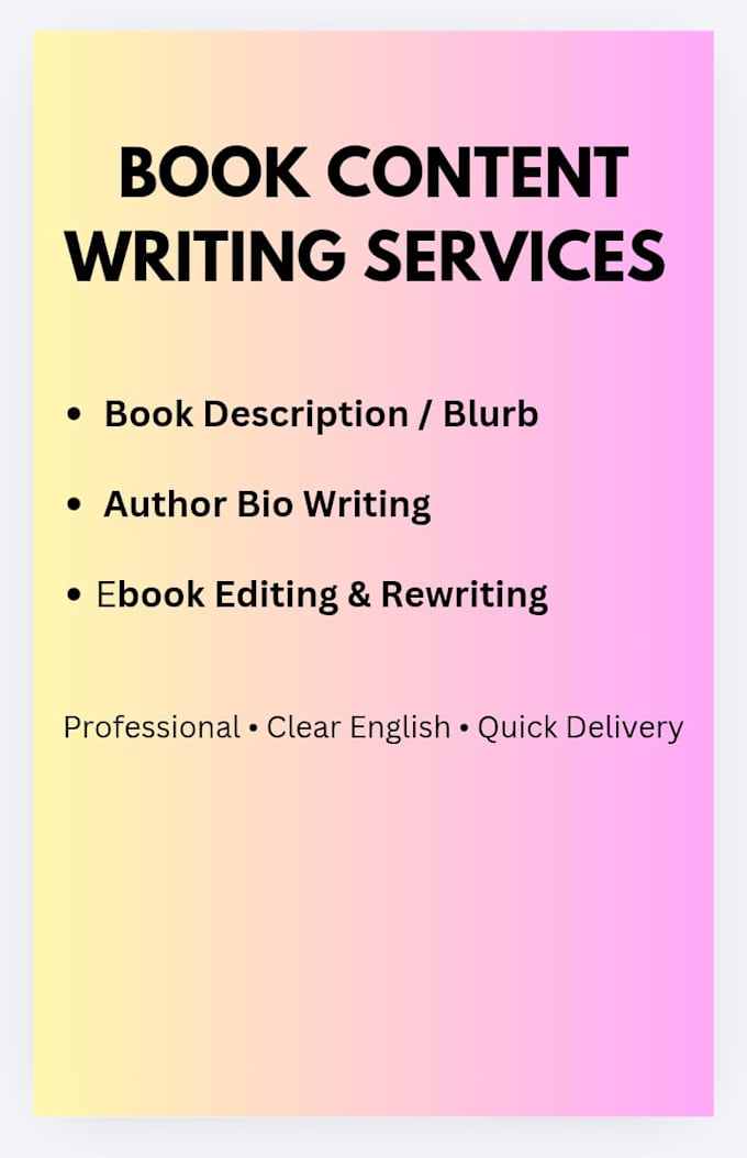 write book description, author bio and edit your ebook